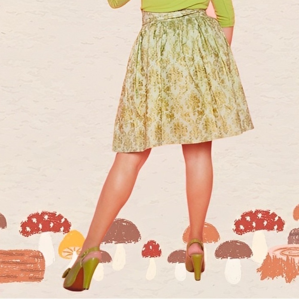 Pinup Couture Cinderella Green Skirt, Green/Gold, Medium, NWT